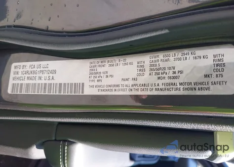 2023 Jeep Grand Cherokee L Limited 4X4 from USA, damaged, VIN 1C4RJKBG1P8712409